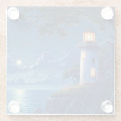 Dessous-de-verre En Verre Peinture numérique d'un phare au clair de lune (Dos)