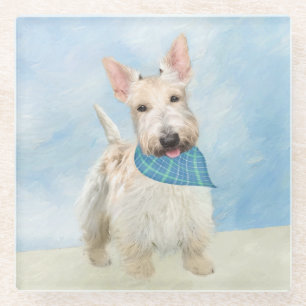 Dessous-de-verre En Verre Peinture originale de chien Wheaten Terrier Écossa