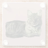 Dessous-de-verre En Verre Peinture pelucheuse d'aquarelle de chat (Dos)