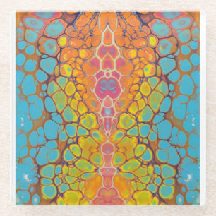 Dessous-de-verre En Verre Peinture Pour Turquoise Jaune Orange Gloire du mat