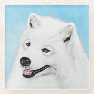 Dessous-de-verre En Verre Peinture Samoyed - Cute Original Chien Art