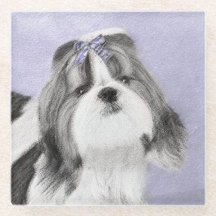 Dessous-de-verre En Verre Peinture Shih Tzu - Cute Original Chien Art