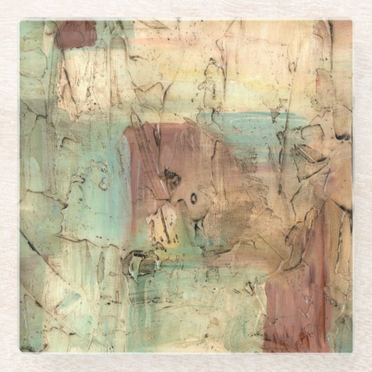 Dessous-de-verre En Verre Peinture sur la Terre avec surface fissurée (Devant)