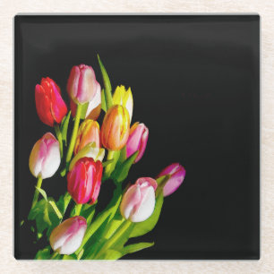 Dessous-de-verre En Verre Peinture Tulip - Art Fleur original