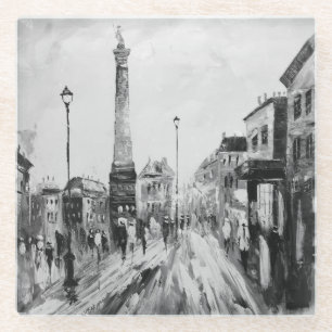 Dessous-de-verre En Verre Peintures artistiques en noir et blanc.