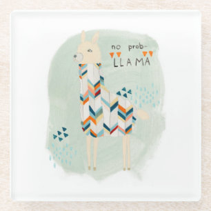 Dessous-de-verre En Verre Peloton de lama - aucun Prob-lama