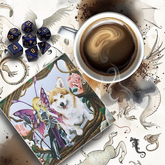 Dessous-de-verre En Verre Pembroke Welsh Corgi et Fairy