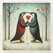 Dessous-de-verre En Verre Penguin Love 2 (Devant)