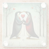 Dessous-de-verre En Verre Penguin Love 2 (Dos)