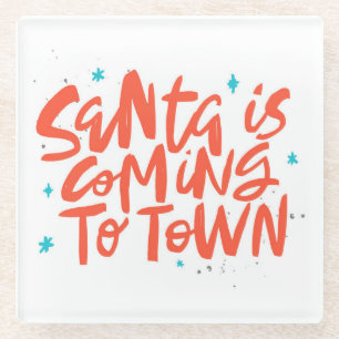 Dessous-de-verre En Verre Père Noël arrive à Town Holiday Design