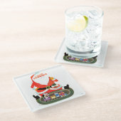 Dessous-de-verre En Verre Père Noël avec train (Incliné)