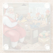 Dessous-de-verre En Verre Père Noël Et Elfes Fabriquent Des Jouets | Noël (Dos)