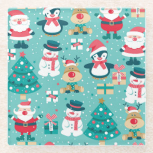 Dessous-de-verre En Verre Père Noël Motif Vintage de Noël