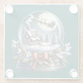 Dessous-de-verre En Verre Père Noël Sleigh Ride in Snow Globe Wonderland (Dos)