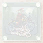 Dessous-de-verre En Verre Père Noël sur moto (Dos)