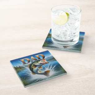 Dessous-de-verre En Verre Père pêcheur à la bouche Barrage Rustique