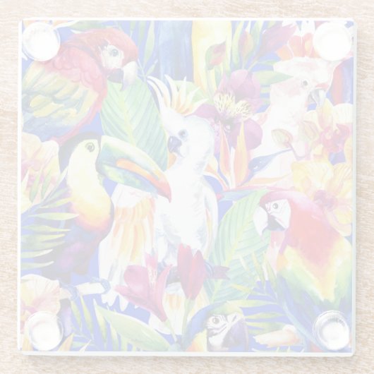 Dessous-de-verre En Verre Perroquets d'aquarelle (Dos)