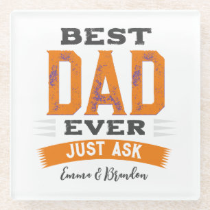 Dessous-de-verre En Verre Personnalisé Meilleur Papa Papa Père Toujours Pose