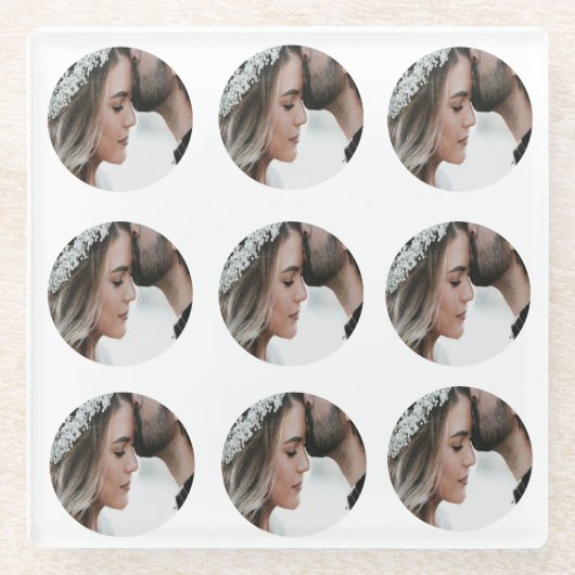 Dessous-de-verre En Verre personnalisé simple ajouter circulaire photo colla (Devant)