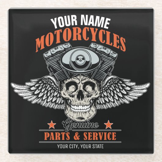 Dessous-de-verre En Verre Personnalized Biker Flying (Devant)