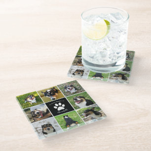 Dessous-de-verre En Verre Pet Memorial Custom Chien Photo Collage Empreinte 