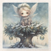 Dessous-de-verre En Verre Petit Ange de Noël (Devant)