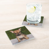 Dessous-de-verre En Verre Petit Chihuahua Chien chiot mignon (Incliné)