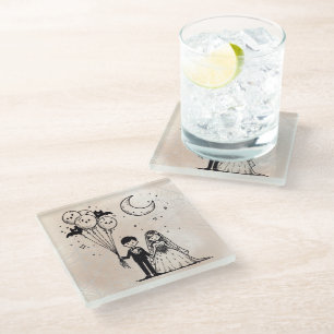Dessous-de-verre En Verre Petit Couple Effrayant