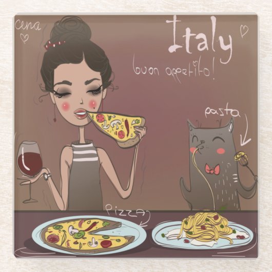 Dessous-de-verre En Verre Petit-déjeuner italien (Devant)