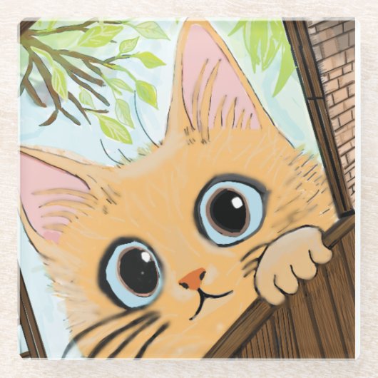 Dessous-de-verre En Verre Petit Peekaboo Kitten (Devant)