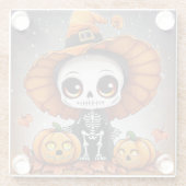 Dessous-de-verre En Verre Petit squelette d'Halloween 2 (Dos)