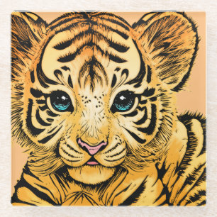 DESSOUS-DE-VERRE EN VERRE PETIT TIGER