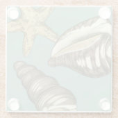 Dessous-de-verre En Verre Petit trio Shell Turquoise (Dos)