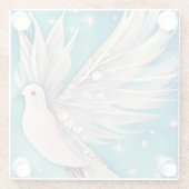 Dessous-de-verre En Verre Petite colombe blanche aux ailes éthérées (Dos)