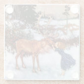 Dessous-de-verre En Verre Petite fille Kissing Moose (Dos)