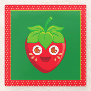 Dessous-de-verre En Verre Peu de dessous de verre de fraise