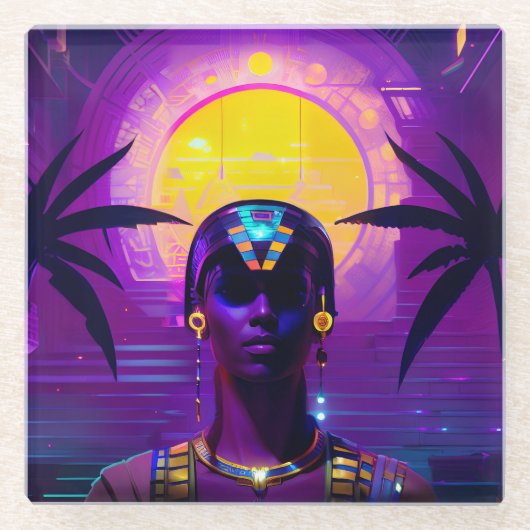 Dessous-de-verre En Verre Pharaon Synthwave (Devant)