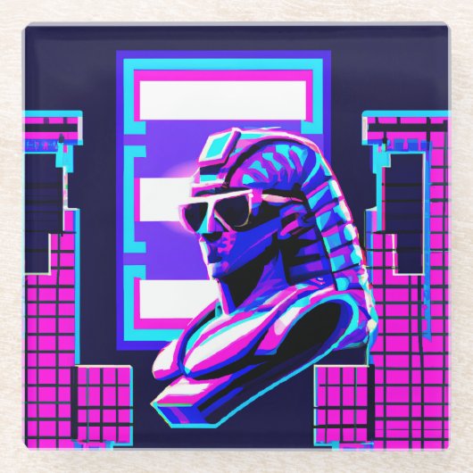 Dessous-de-verre En Verre Pharaon Synthwave (Devant)