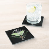 Dessous-de-verre En Verre Phases Luna Moth Moon Noir (Incliné)