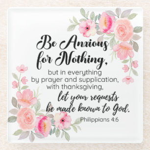 Dessous-de-verre En Verre Philippiens 4:6 Soyez anxieux pour rien de rose fl