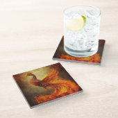 Dessous-de-verre En Verre Phoenix flammé dans la fosse (Incliné)