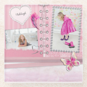 Dessous-de-verre En Verre Photo Collage Girls Scrapbook Custom