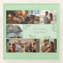 Photo collage with 6 photos and custom Sage Green