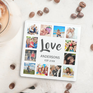 Dessous-de-verre En Verre Photo Custom Family Collage Personnalité de White