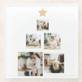 Dessous-de-verre En Verre Photo d'arbre de Noël familial moderne avec étoile (Devant)