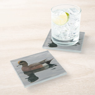 Dessous-de-verre En Verre Photo de canard Male Wigeon sur Calm Water Reflect