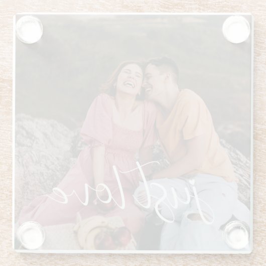 Dessous-de-verre En Verre Photo de couple Just Love Script (Dos)