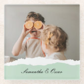 Dessous-de-verre En Verre Photo de famille moderne et nom personnalisé Monna (Devant)