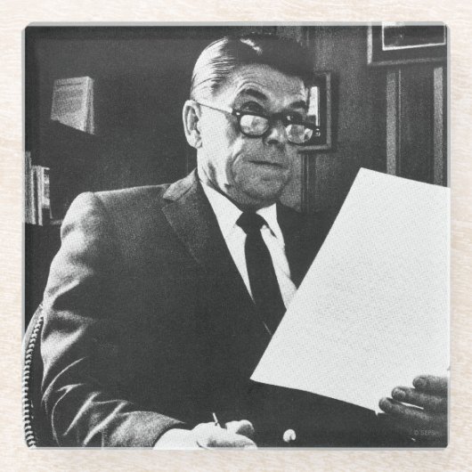 Dessous-de-verre En Verre Photographie de Ronald Reagan (Devant)