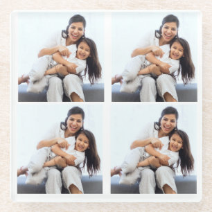 Dessous-de-verre En Verre Photos personnalisées 4 collages Personnalisées